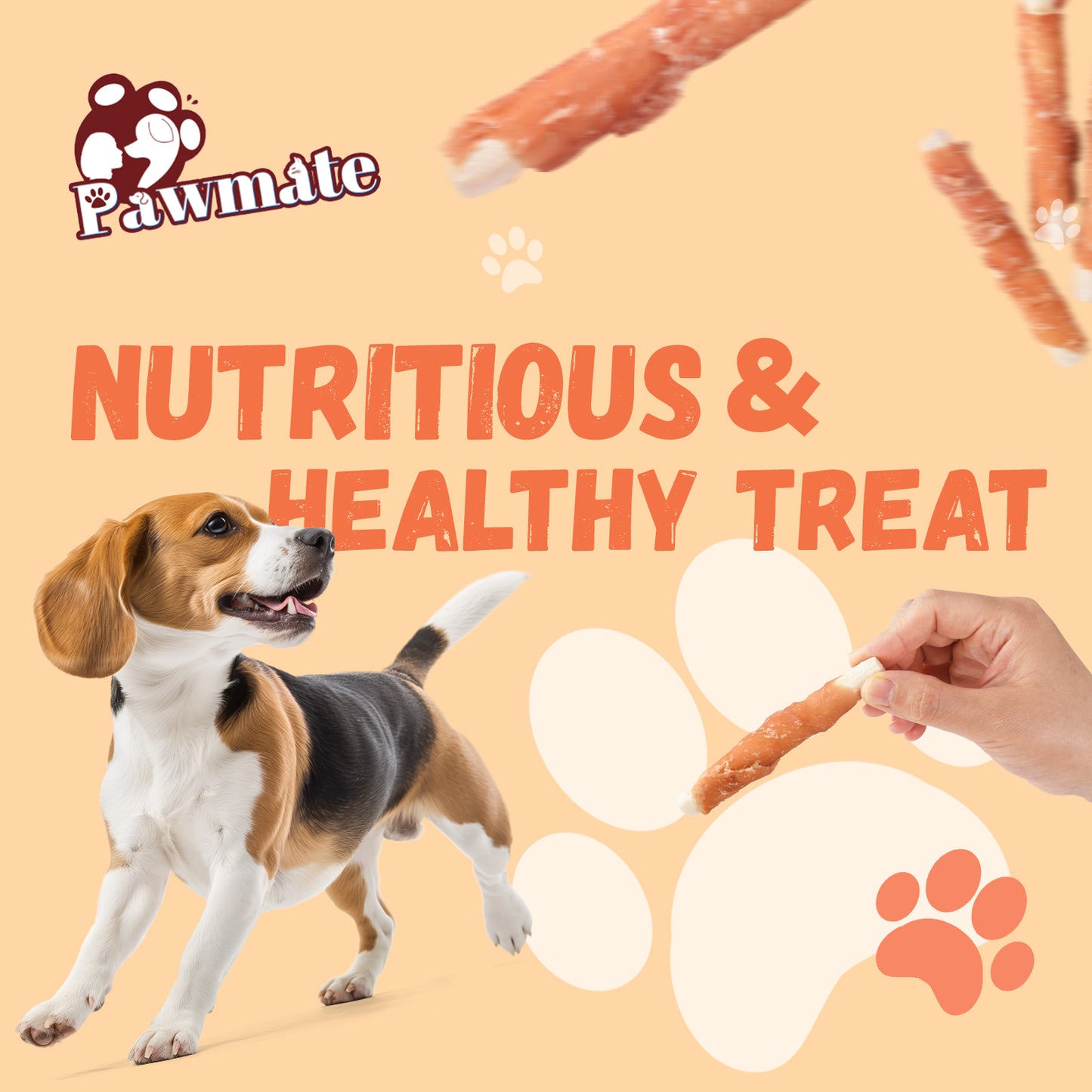 Pawmate Chicken Jerky Biscuits Dog Treats, Tasty Crunchy Chews for All Dogs, 11oz