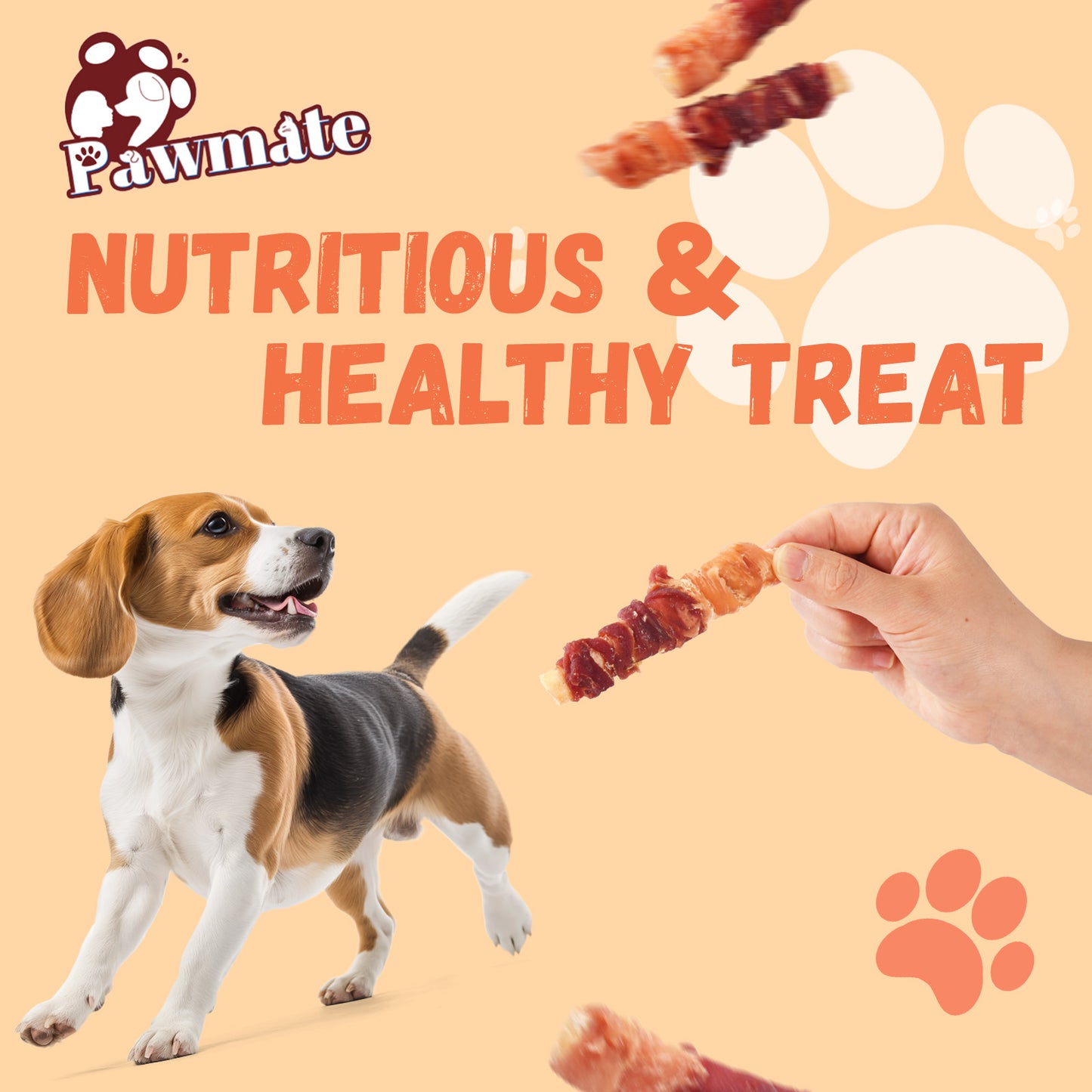 Pawmate Chicken & Duck Wrapped Beef Cartilage, Natural Chews for All Dogs, 11oz