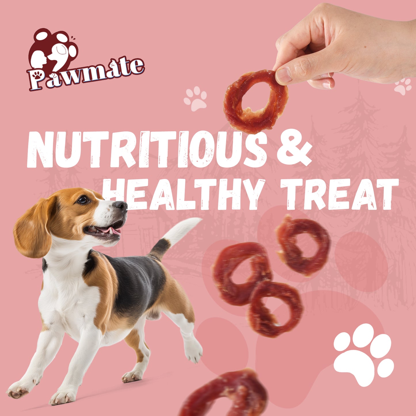 Pawmate Duck Jerky Dog Treats, Duck Jerky Rings for All Dogs, 23ct Packet