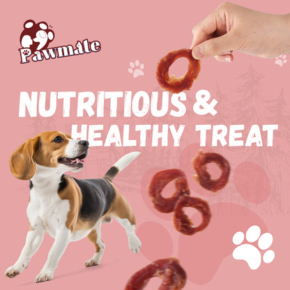 Pawmate Duck Jerky Dog Treats, Duck Jerky Rings for All Dogs, 23ct Packet
