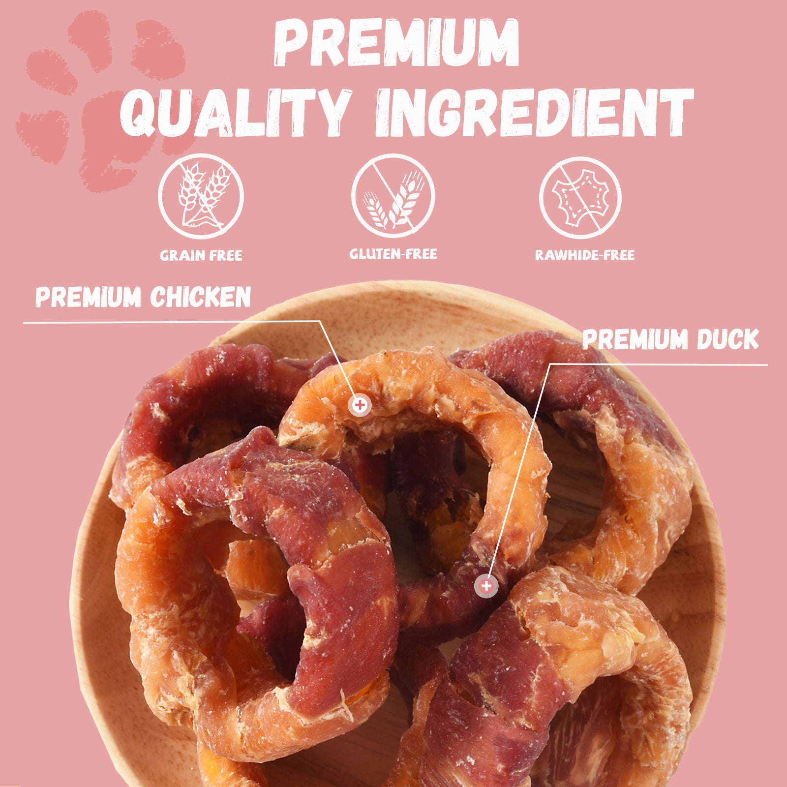 Pawmate Chicken & Duck Wrapped Sweet Potato Donut Dog Treats, Nutritious, Natural & Chewy Snack for All Dogs, 11oz