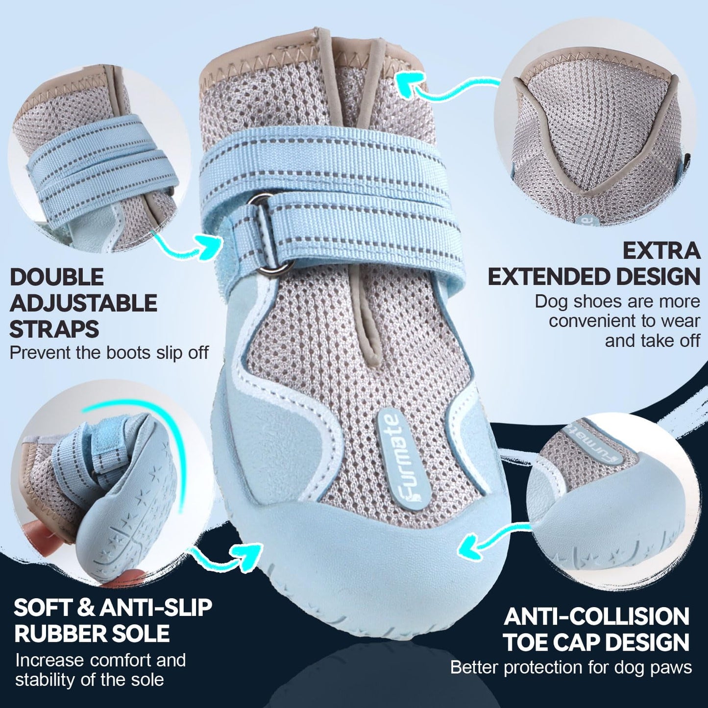 Dog Shoes for Large Small Medium Dogs Breathable Mesh Dog Boots & Paw Protectors for Summer Hot Pavement Winter Snow Waterproof Anti Slip Dog Booties for Hiking Hardwood Floors-beige04