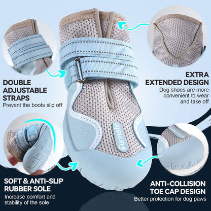 Dog Shoes for Large Small Medium Dogs Breathable Mesh Dog Boots & Paw Protectors for Summer Hot Pavement Winter Snow Waterproof Anti Slip Dog Booties for Hiking Hardwood Floors-beige05