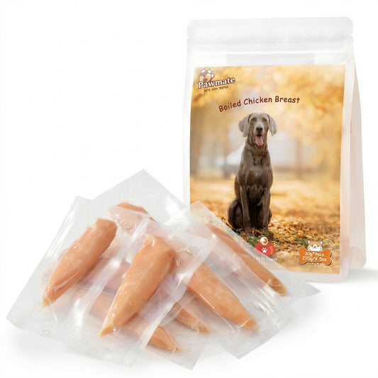 Pawmate Steam-Baked Whole Chicken Breast Treats for Dogs & Cats - Single Ingredient, Moisture-Locked, Rich Aroma, Grain-Free (270g/9.5oz)