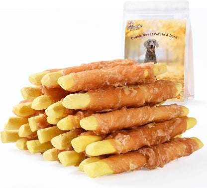 Pawmate Dog Treats Pumpkin Biscuits Chicken Wrapped, Low Fat Healthy Chewy Training Treats for Small Medium Large Dogs
