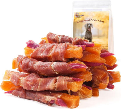 Pawmate Duck Double Purple Sweet Potato Wraps Dog Treats, Healthy Low Fat Dog Jerky Treats Chewy for Small Medium Large Dogs 12-15 Counts