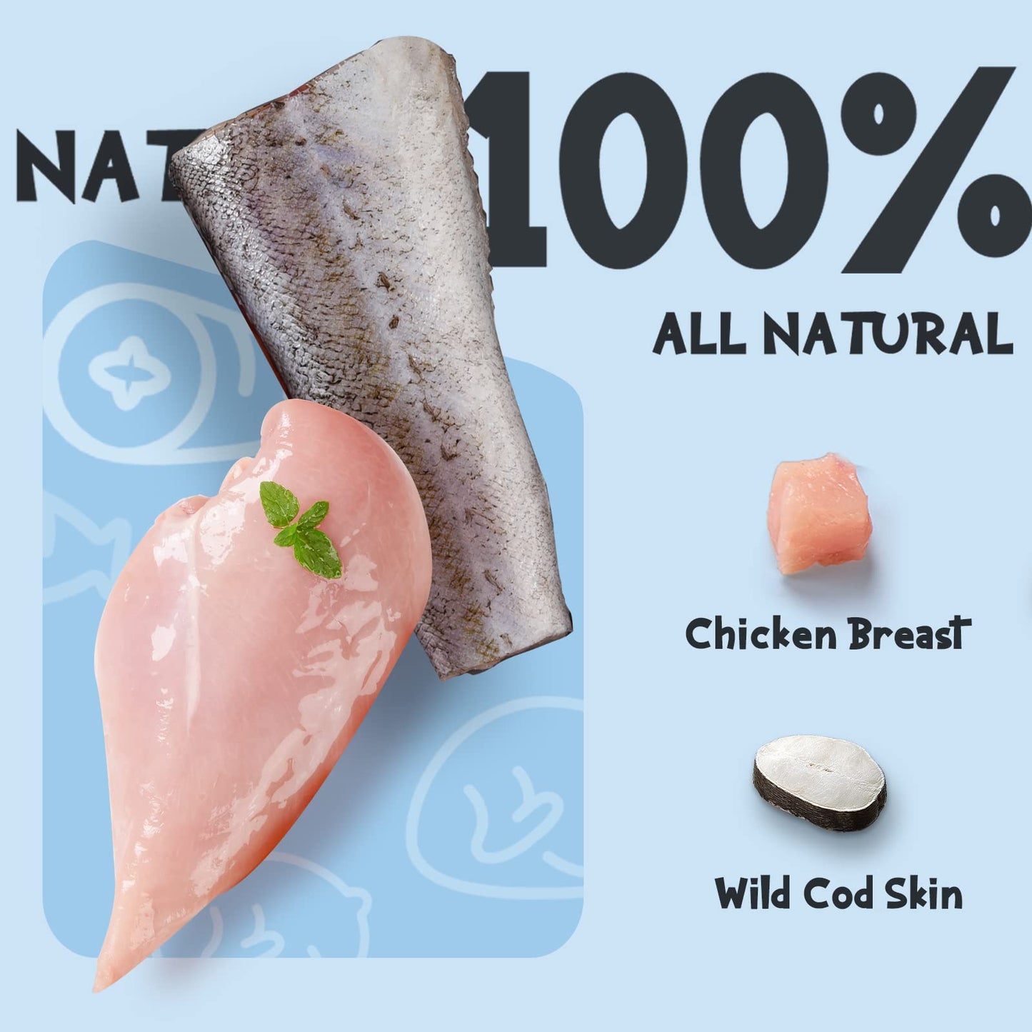 ASMPET Dog Treats - Chicken Wrapped Cod Skins, Omega-3, Grain-Free, Rawhide-Free, for Small & Large Dogs