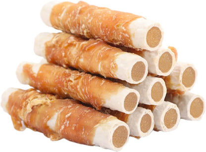 ASMPET Dog Treats - Chicken Wrapped Sweet Potato Sticks, Long Lasting, Rawhide-Free for Medium & Large Dogs