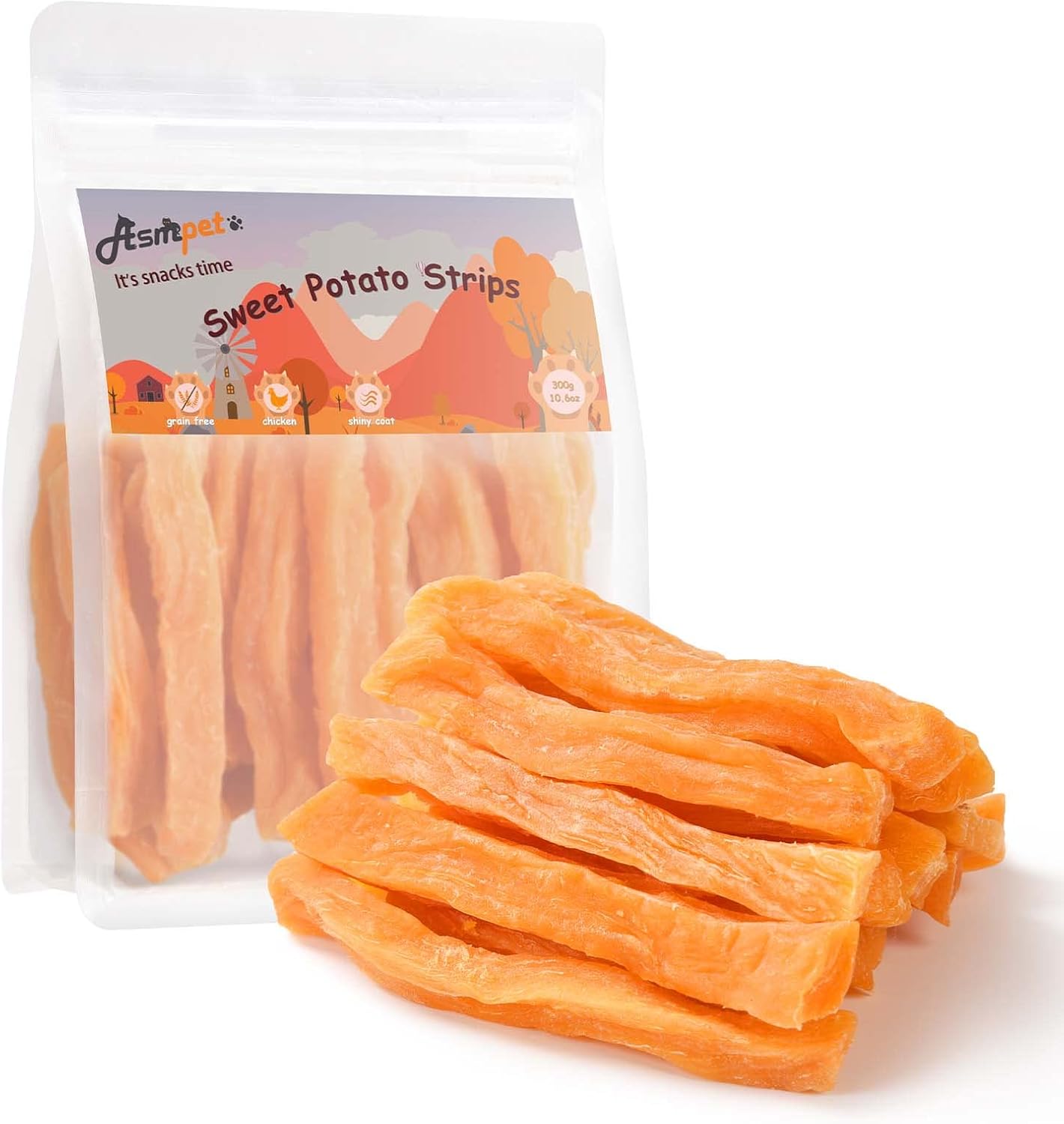 ASMPET Sweet Potato Dog Treats - Vegan, Grain-Free, Gluten-Free, Low Fat, for Small, Medium & Large Dogs