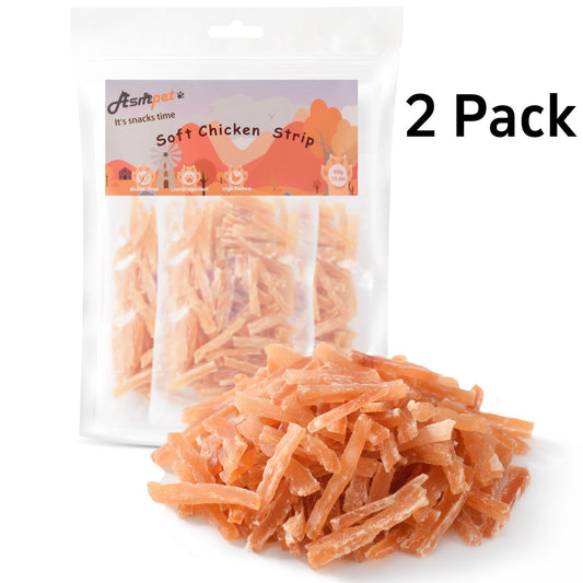 ASMPET Chicken Jerky Dog Treats, Mini Chicken Strips, Rawhide Free Training Treats for Cats and Small Dogs, 2 Pack 21.2oz