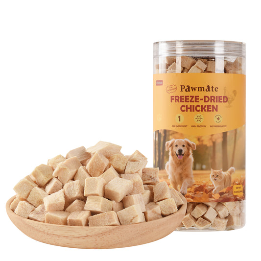 Pawmate Freeze-Dried Chicken Treats for Dogs & Cats, Single Ingredient, Grain-Free, High Protein Natural Snack for Pets, 10.23oz