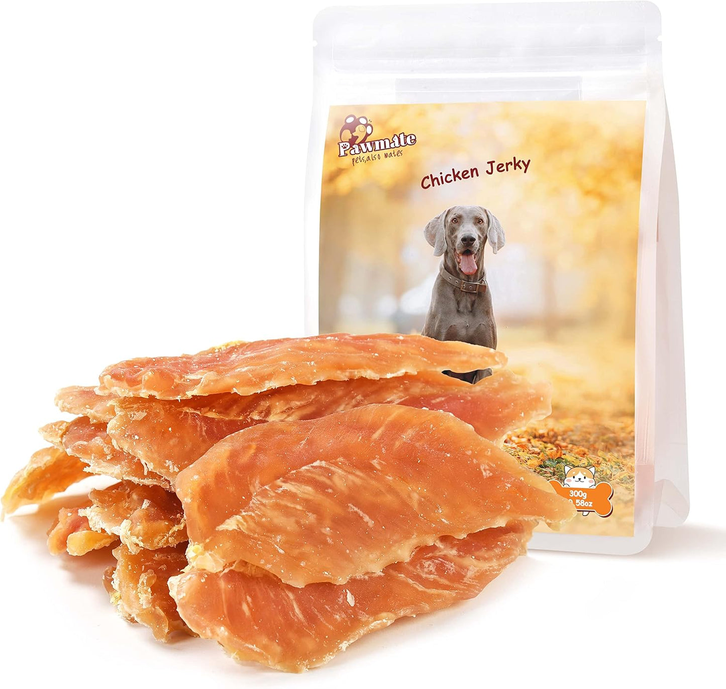 Pawmate Chicken Jerky Tenders, Healthy Natural Dog Treats for Small Medium Large Dogs 12 Counts