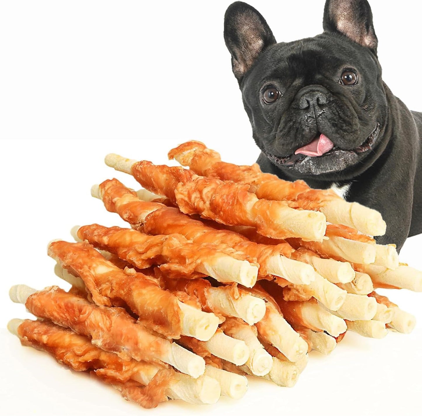 ASMPET Dog Treats - Chicken Wrapped Rawhide Bones, Grain-Free, Teeth Cleaning for Small & Medium Dogs