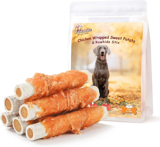 Pawmate Chicken Wrapped Sweet Potato Chews - Large Dog Treats (10.58 oz)