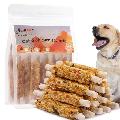 ASMPET Rawhide Dog Chew, Natural Chicken Wrap Pumpkin & Oat Treat for Dogs, 11oz.