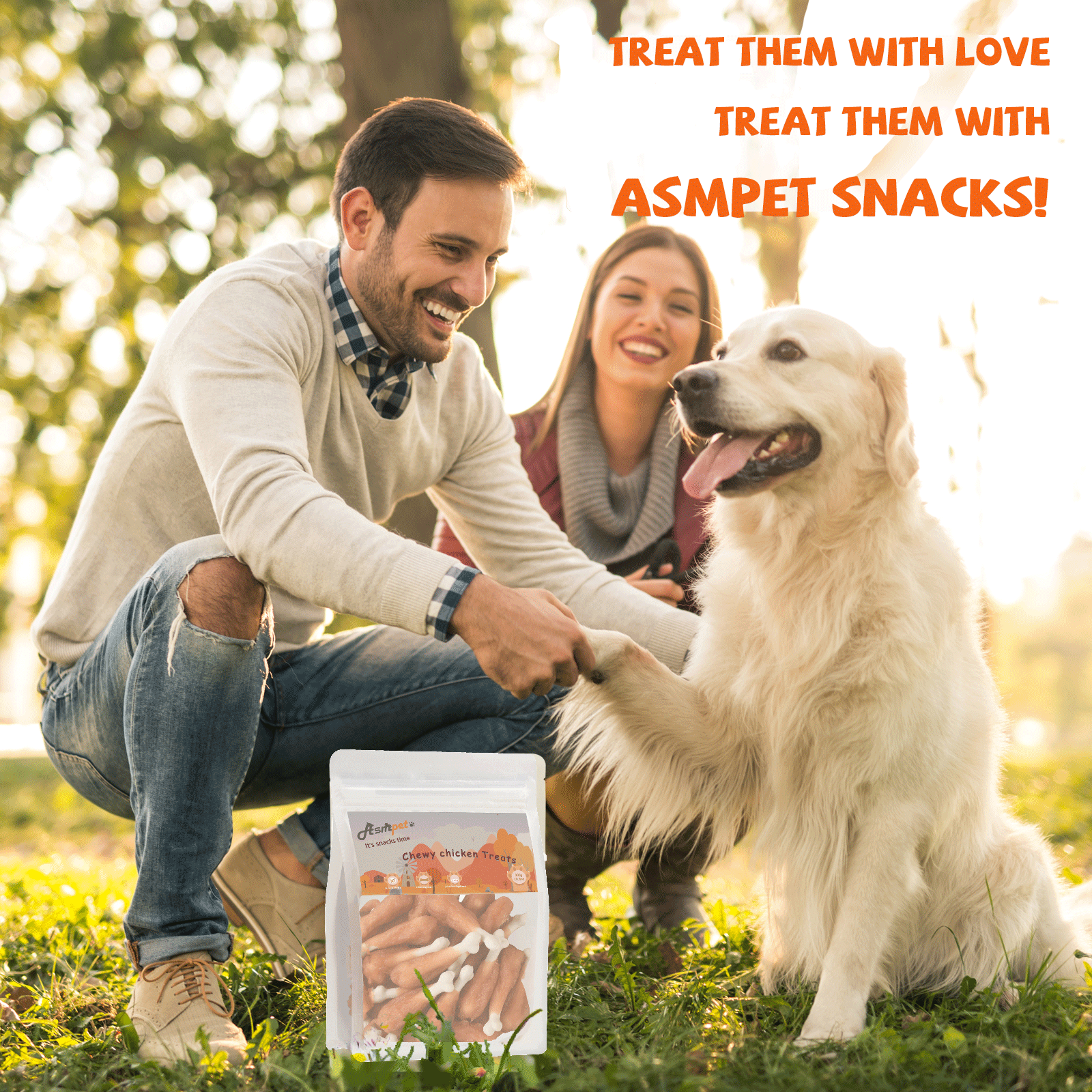 ASMPET Natural Healthy Dog Treats, Chicken Wrapped Calcium Bone, Rawhide Free, Training Treats for Small Medium Large Dog, 10.5 oz