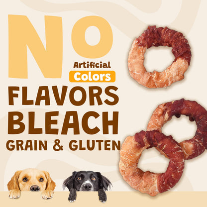 ASMPET Long Lasting Dog Treat, Chicken & Duck Wrapped Rawhide Dog Chew, Teeth Cleaning Bone for Small Medium Large Breed (10.6oz)