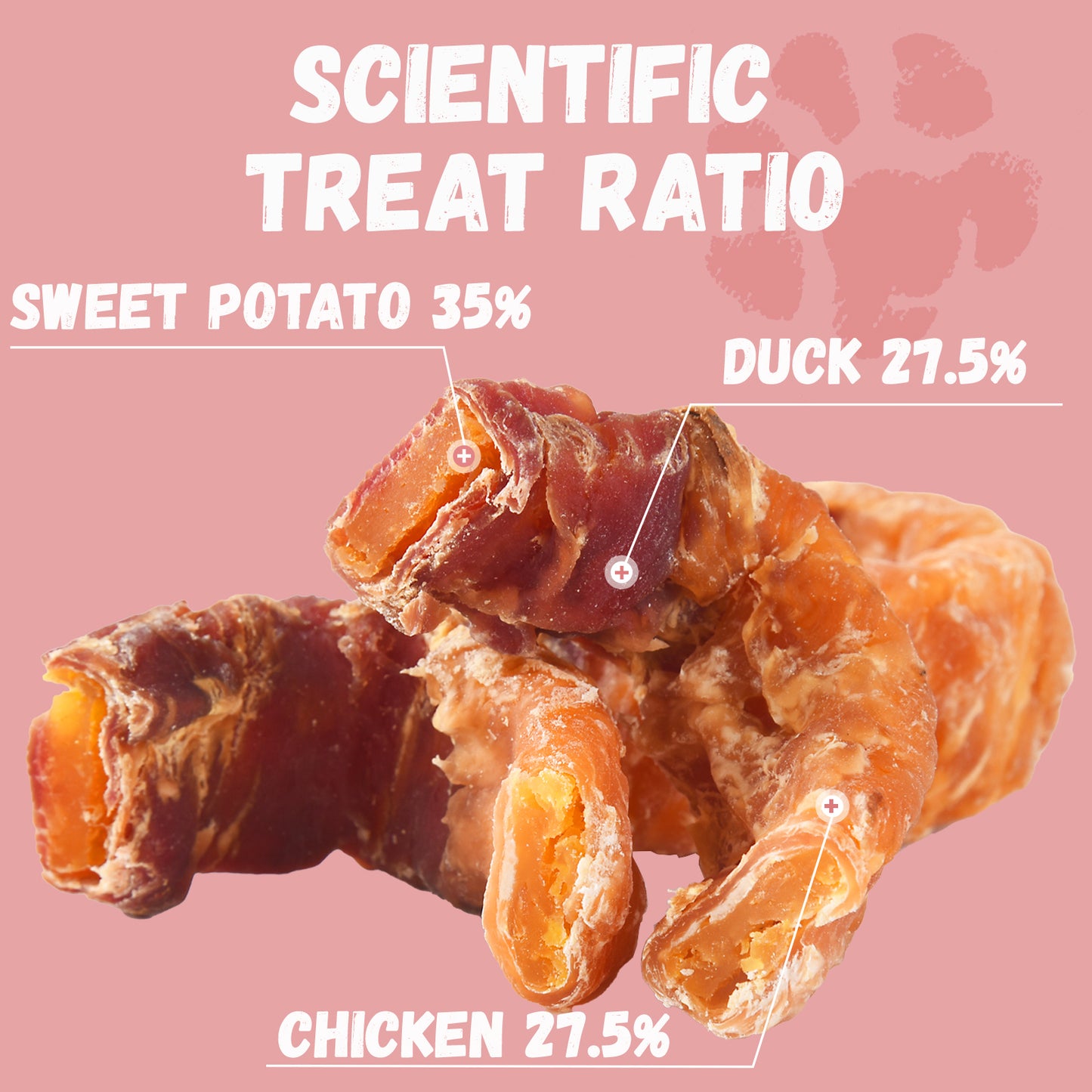 Pawmate Chicken & Duck Wrapped Sweet Potato Donut Dog Treats, Nutritious, Natural & Chewy Snack for All Dogs, 11oz