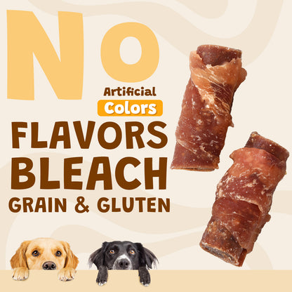 ASMPET Healthy Dog Treats, Triple Flavor Rolls with Chicken Duck Beef, Rawhide Free Jerky Dog Snacks Treats for Small & Medium Dogs 11oz