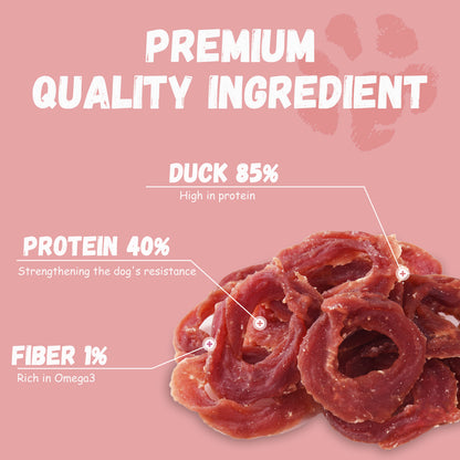 Pawmate Duck Jerky Dog Treats, Duck Jerky Rings for All Dogs, 23ct Packet