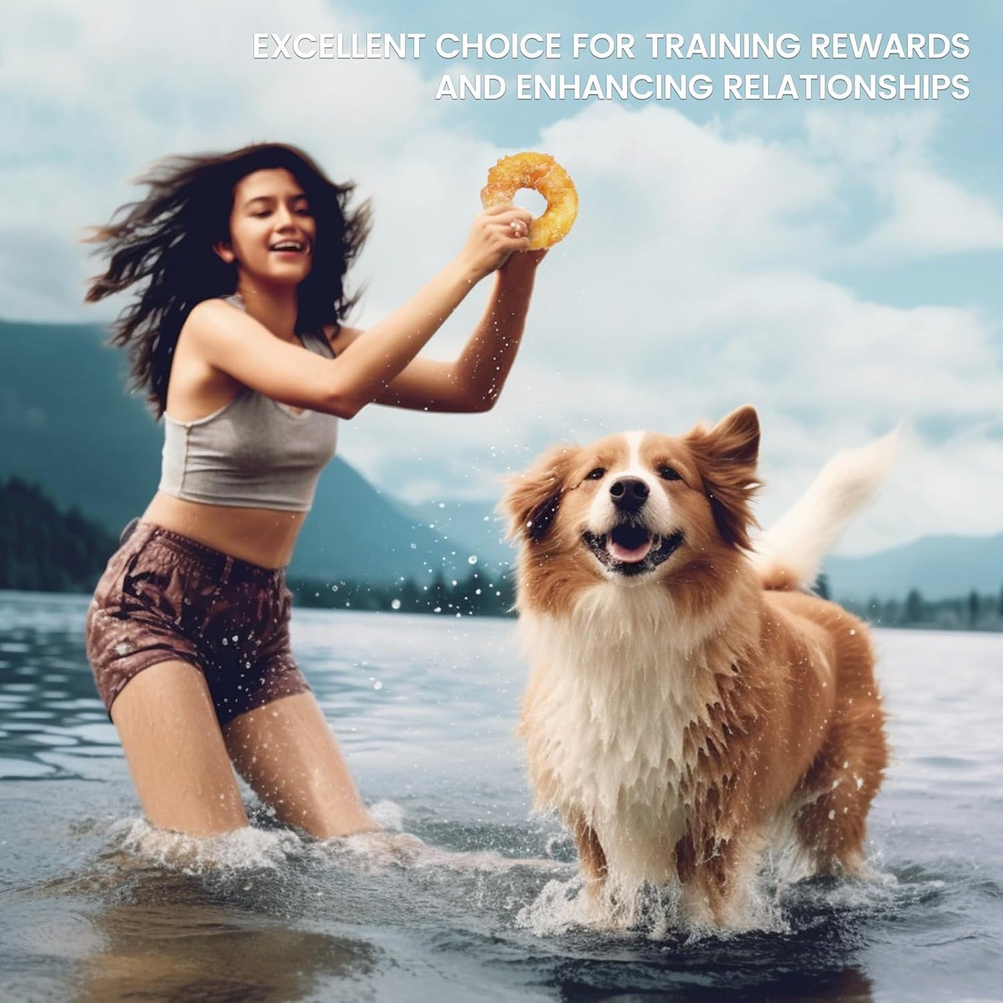 Pawmate Chicken Wrapped Rawhide Donuts - Large Dog Chews (4 Count)