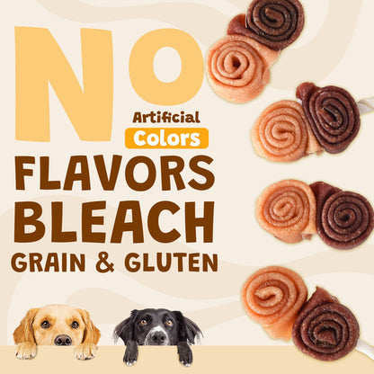 ASMPET Chicken Duck Rawhide Dog Chew, Triple Flavor Long-Lasting Treat for Dogs, 10.5oz.