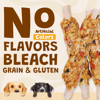 ASMPET Rawhide Dog Chew, Natural Chicken Wrap Pumpkin & Oat Treat for Dogs, 11oz.