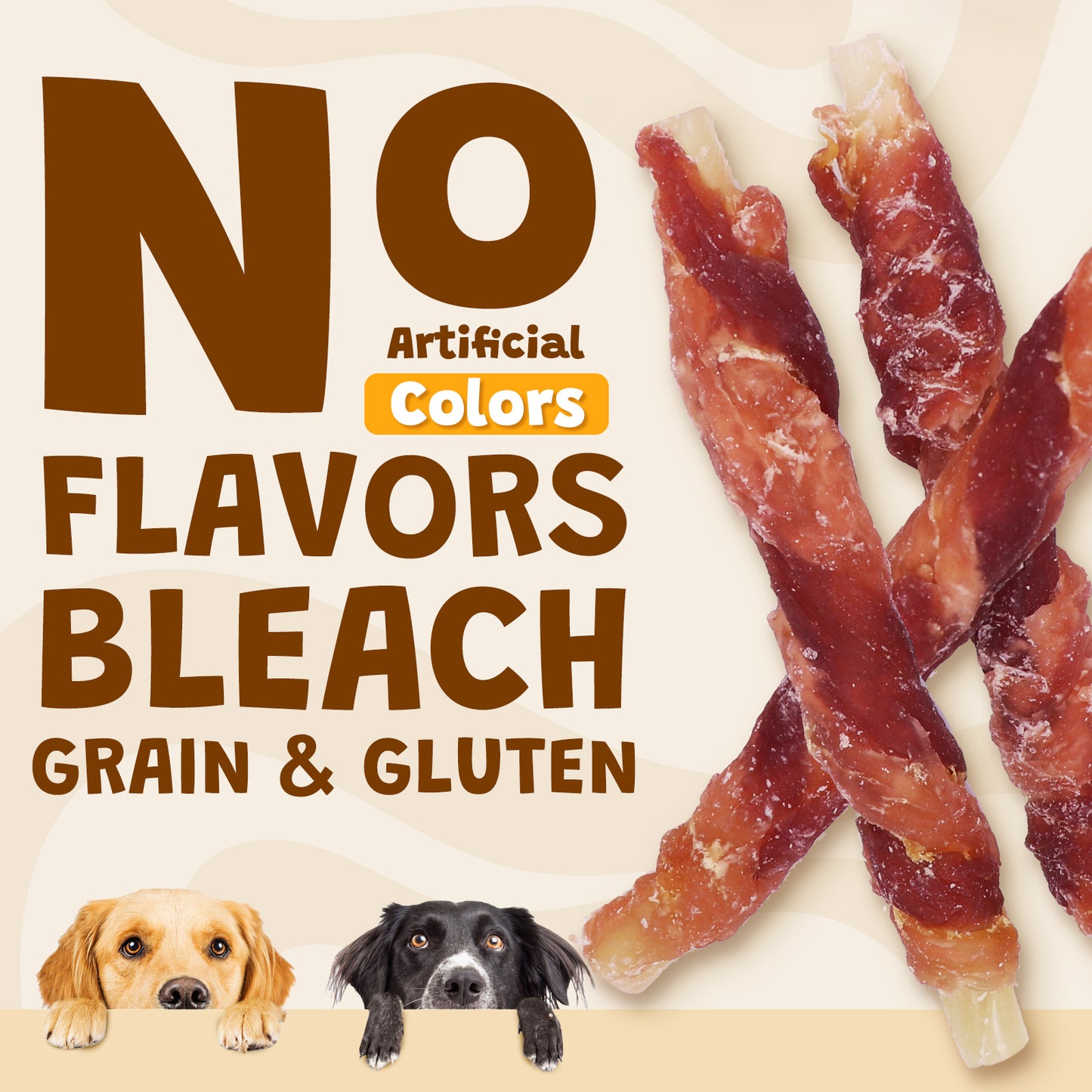 ASMPET Rawhide Free Dog Treats Chicken Jerky & Duck Wrap Cod Sticks, Healthy Treats for Dogs, Soft Chewy Healthy Natural Treats, 15pcs, 11oz