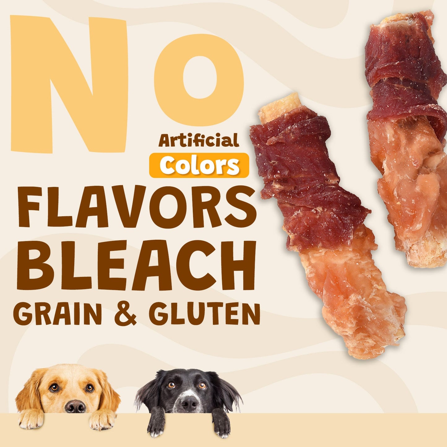 ASMPET Chicken Wrapped Beef Cartilage with Duck Dog Treats, High Calcium Chewy Dog Soft Bone for Small, Medium, Large Dogs (10.6oz, No Rawhide)