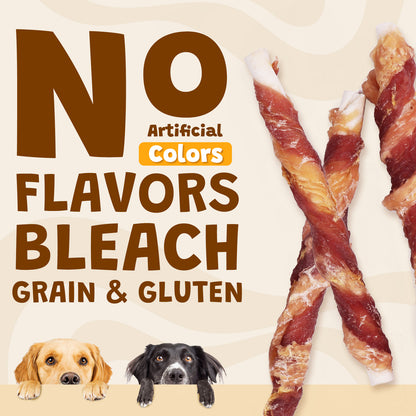 ASMPET Rawhide Dog Chew, Natural Chicken and Duck Wrap Long-Lasting Treat for Dog, 11 oz.