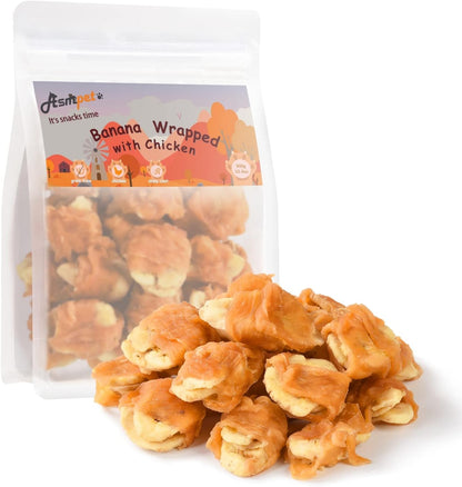 ASMPET Chicken Jerky and Banana Dog Treats, Rawhide Free Snacks, Grain Free Treats for Small Medium Large Dogs, 11oz