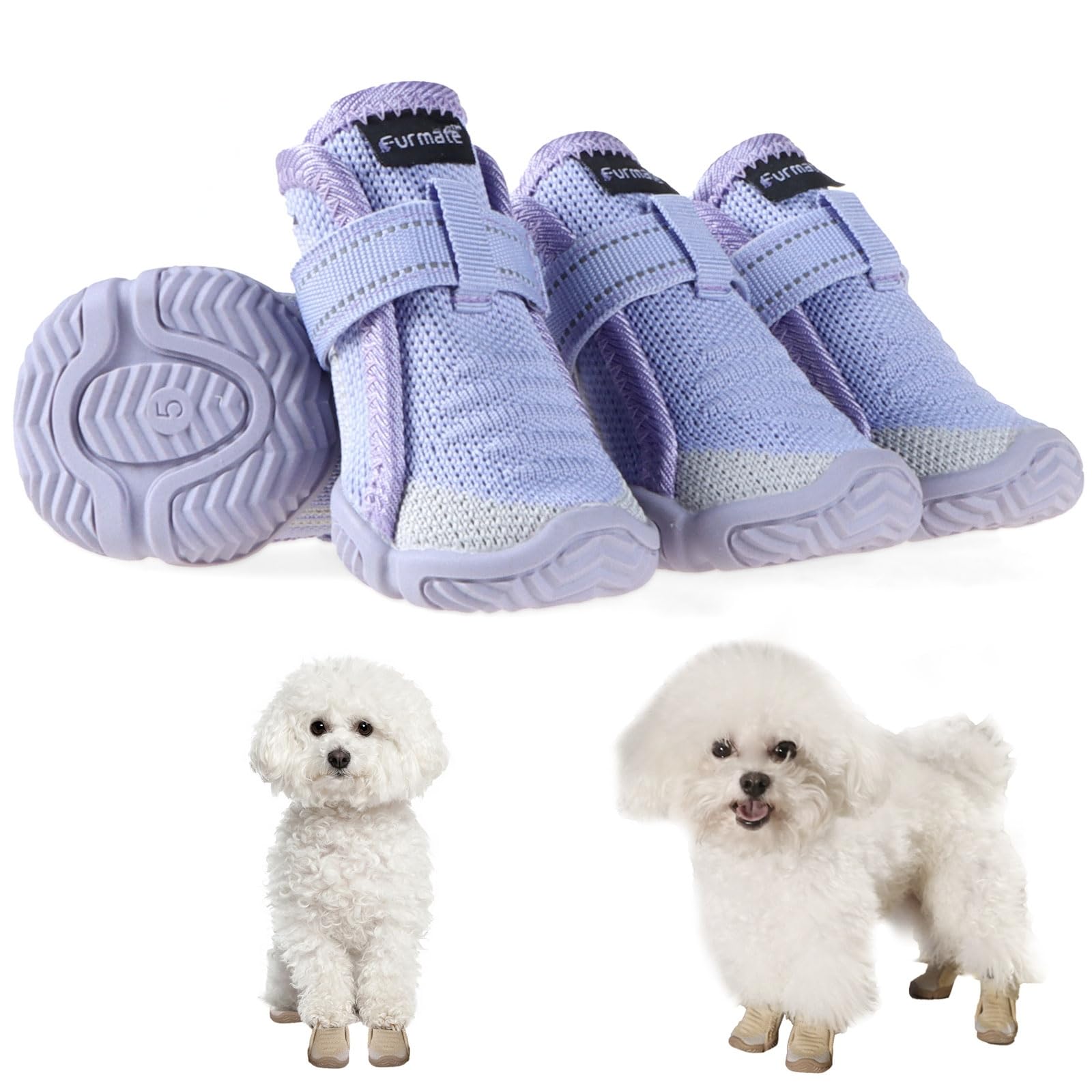 Dog Shoes for Small Dogs Breathable Puppy Dog Boots & Paw Protectors for Summer Hot Pavement Winter Snow Dog Booties with Reflective Strips Anti Slip Sole for Hardwood Floorspurple04