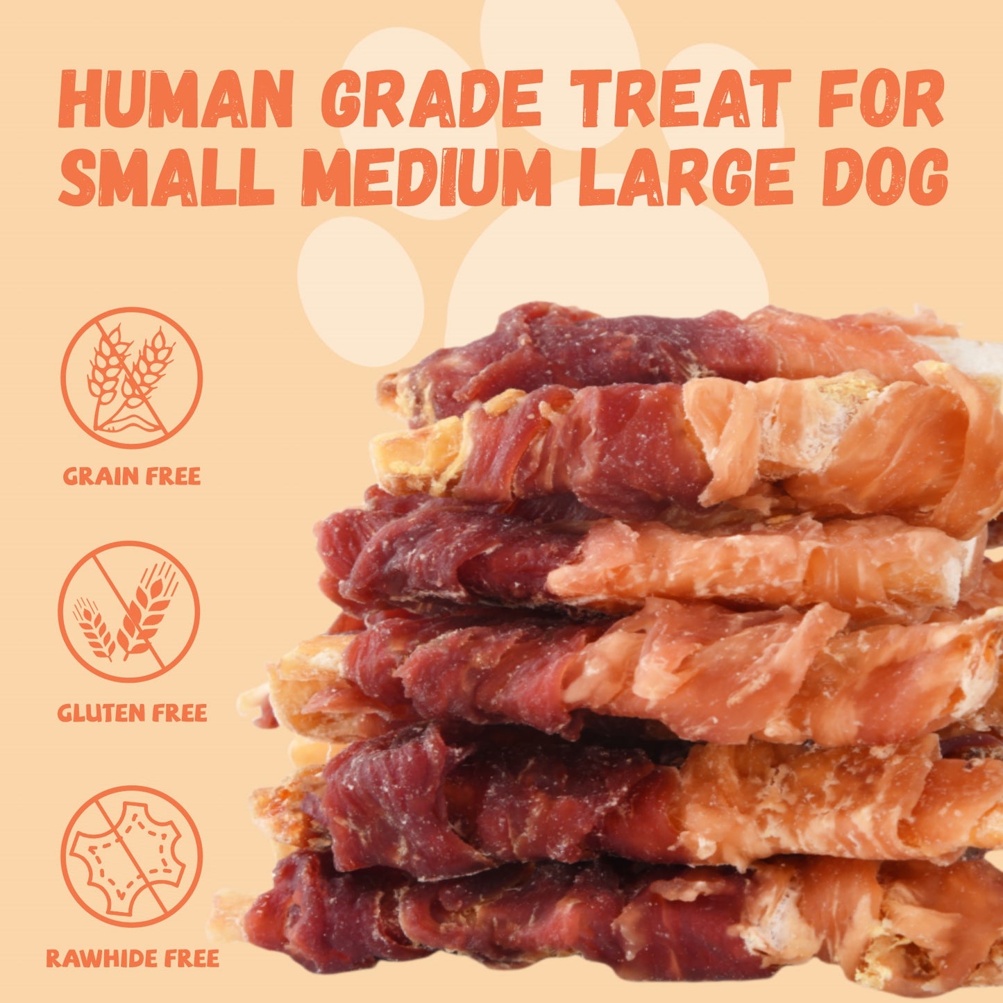 Pawmate Chicken & Duck Wrapped Beef Cartilage, Natural Chews for All Dogs, 11oz