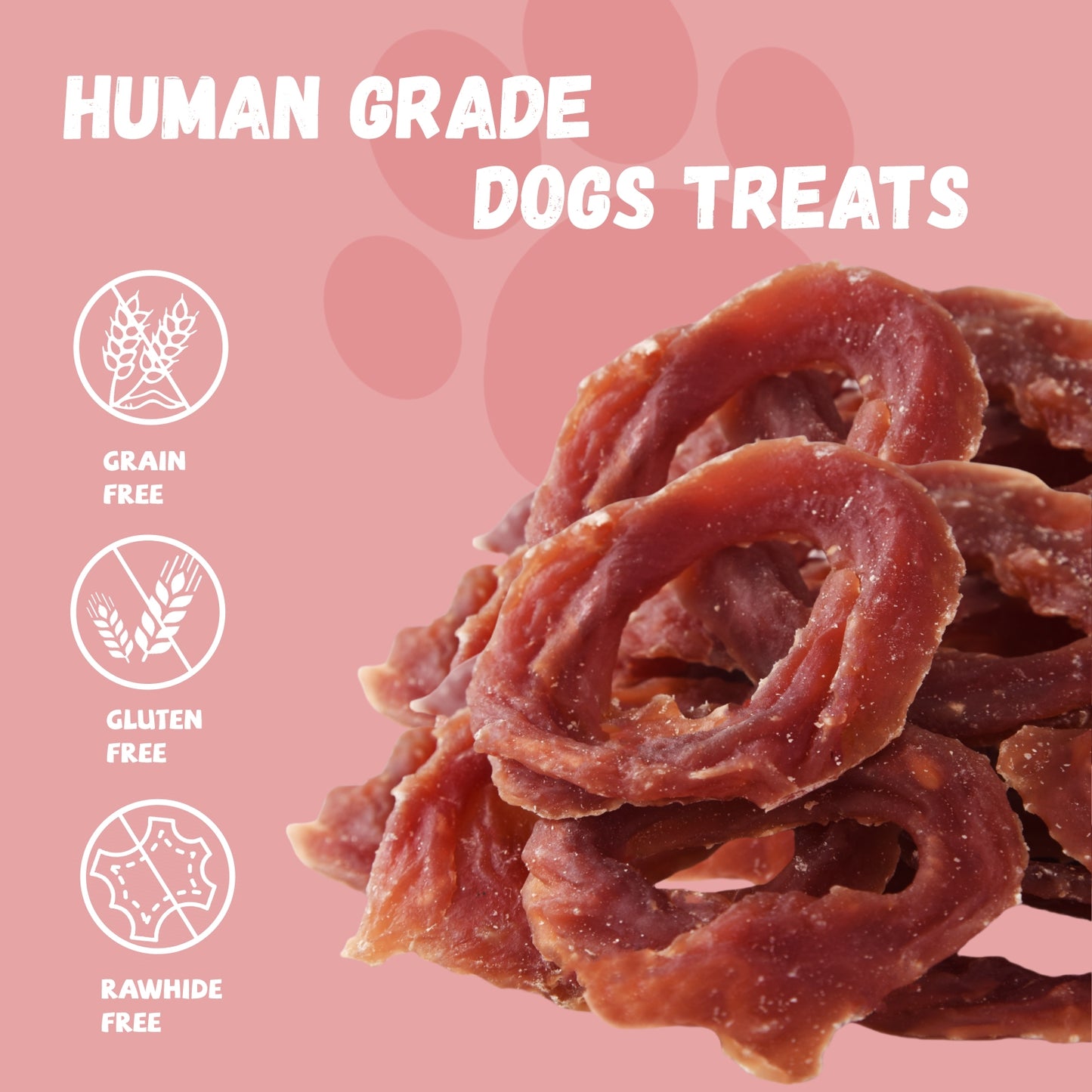 Pawmate Duck Jerky Dog Treats, Duck Jerky Rings for All Dogs, 23ct Packet