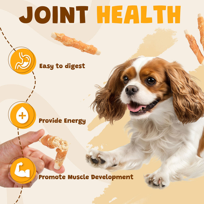 ASMPET Chicken Jerky Wrapped Biscuits Stick Dog Treats, Soft Chewy Rawhide Free Dog Chews for Small Medium Large Dogs, 10.6oz