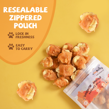 ASMPET Chicken Jerky and Banana Dog Treats, Rawhide Free Snacks, Grain Free Treats for Small Medium Large Dogs, 11oz