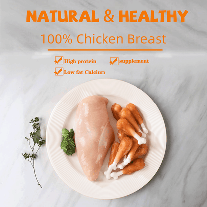 ASMPET Natural Healthy Dog Treats, Chicken Wrapped Calcium Bone, Rawhide Free, Training Treats for Small Medium Large Dog, 10.5 oz