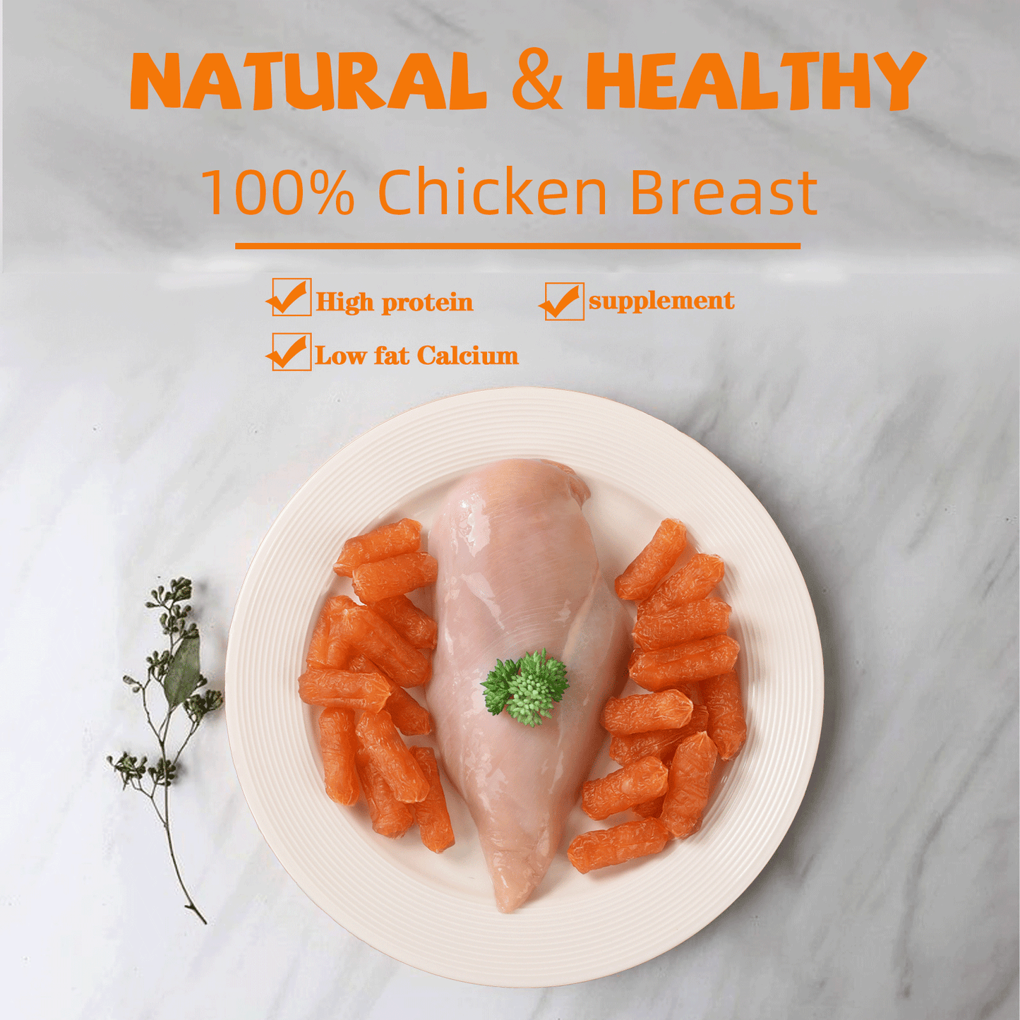 ASMPET Chicken Sausage Dog Treats, Natural Chicken Jerky Training Treats for Dogs with Taurine, Low Fat Soft Chewy Snacks, 11oz