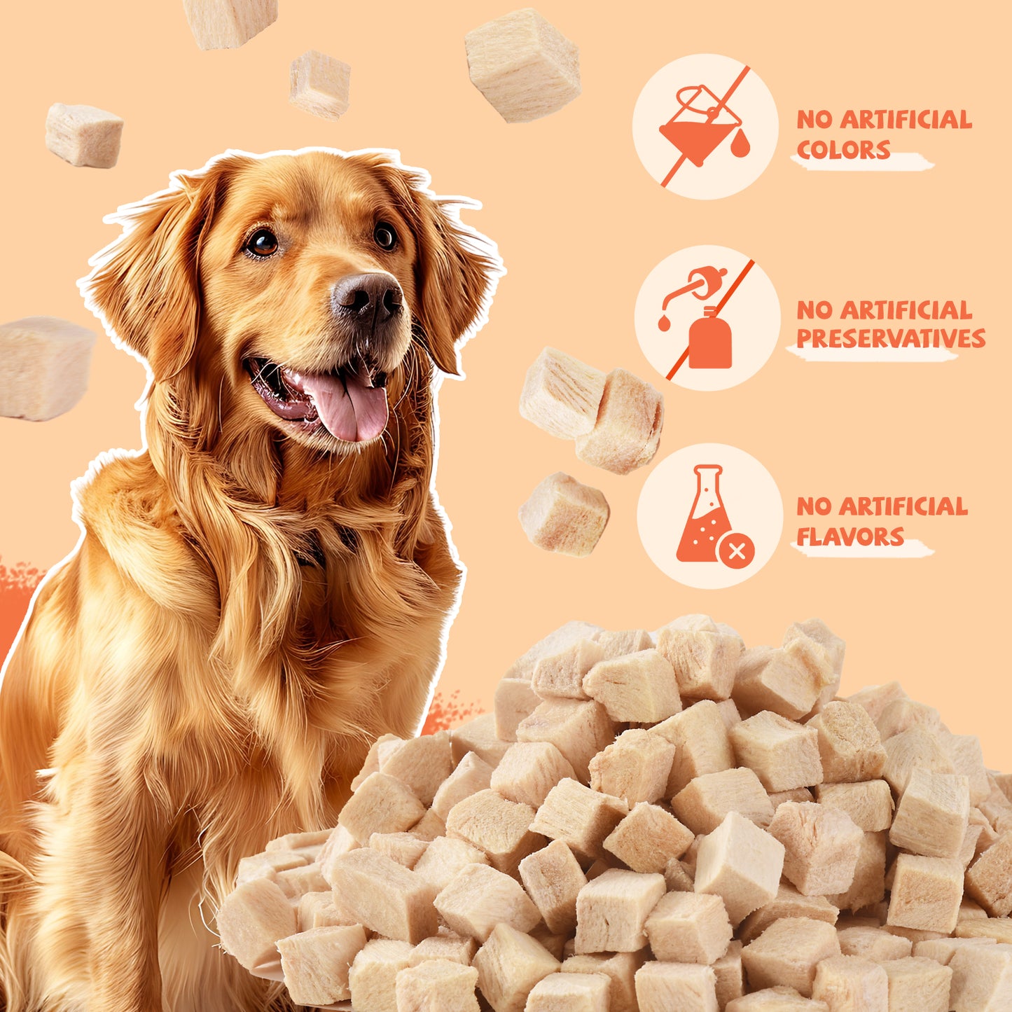 Pawmate Freeze-Dried Chicken Treats for Dogs & Cats, Single Ingredient, Grain-Free, High Protein Natural Snack for Pets, 10.23oz