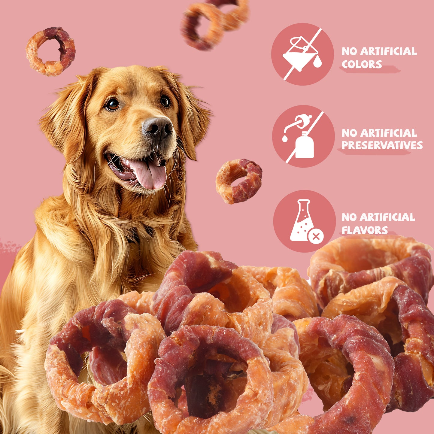 Pawmate Chicken & Duck Wrapped Sweet Potato Donut Dog Treats, Nutritious, Natural & Chewy Snack for All Dogs, 11oz