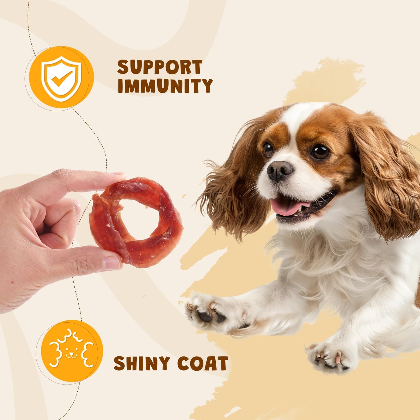 ASMPET Duck Jerky Ring Dog Treat, Natural Low Fat Snacks for Small Medium Large Dogs, 10.6oz