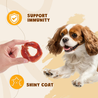 ASMPET Duck Jerky Ring Dog Treat, Natural Low Fat Snacks for Small Medium Large Dogs, 10.6oz