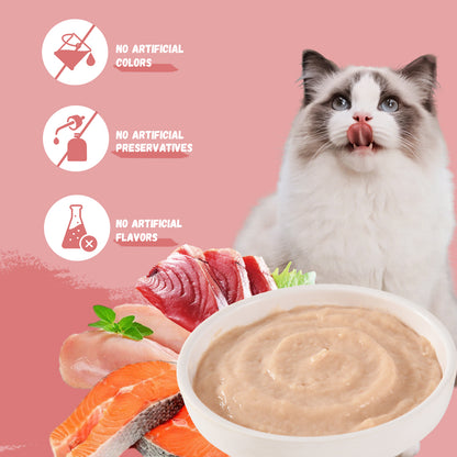 Pawmate Chicken & Salmon Lickable Cat Treats, 20 Sticks, Grain-Free Creamy Treats for Cats