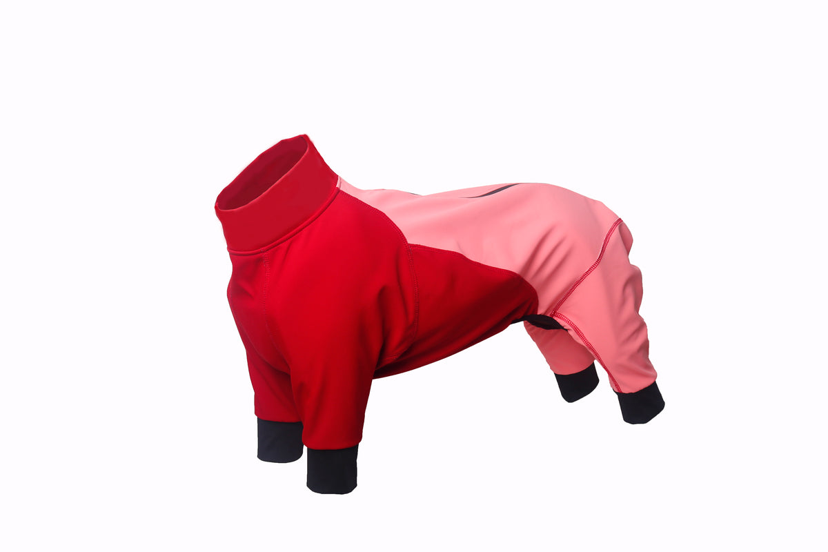Outdoor 4 legs soft shell jacket with healed tape for large dog