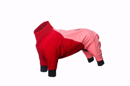 Outdoor 4 legs soft shell jacket with healed tape for large dog