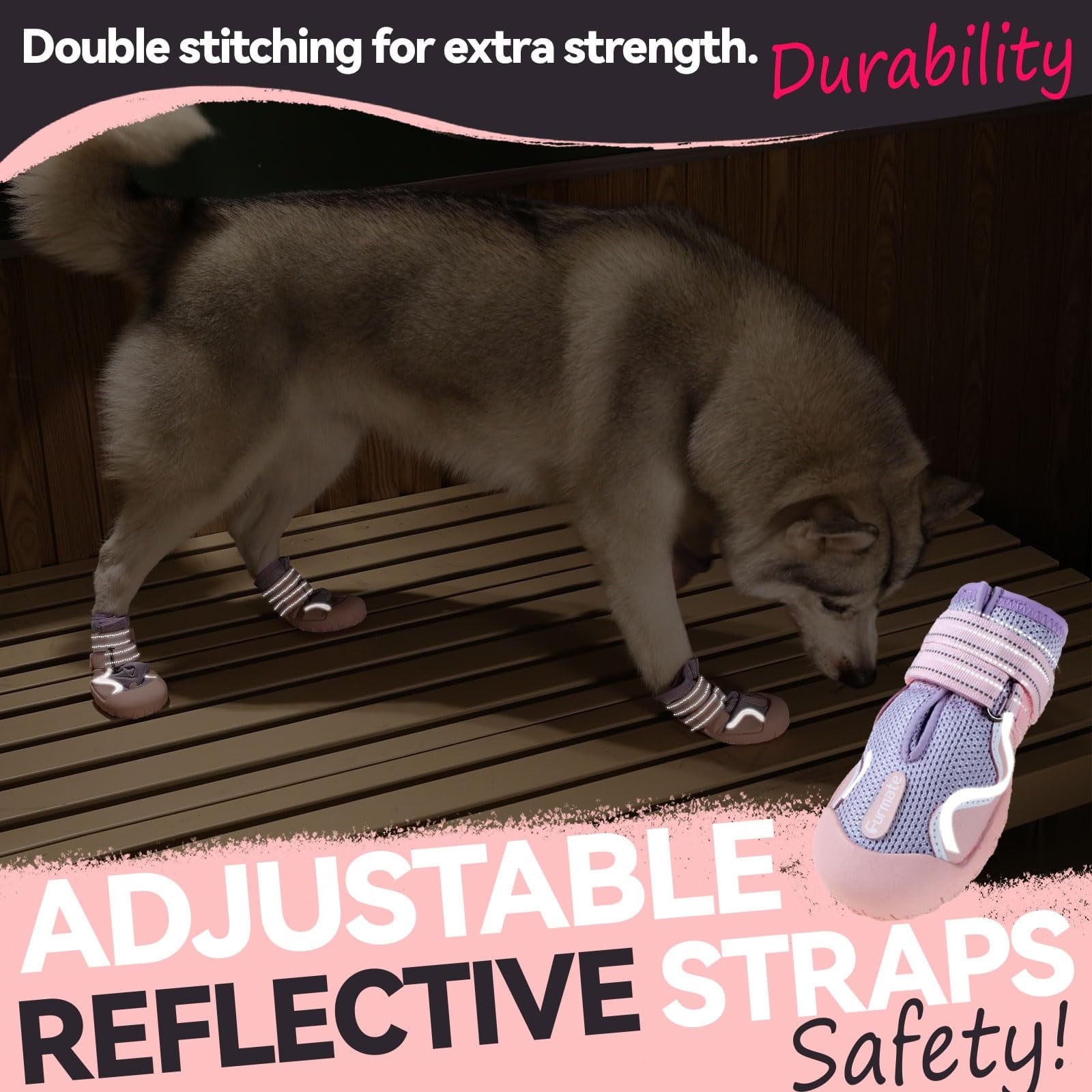 Dog Shoes for Large Small Medium Dogs Breathable Mesh Dog Boots & Paw Protectors for Summer Hot Pavement Winter Snow Waterproof Anti Slip Dog Booties for Hiking Hardwood Floorspurple01