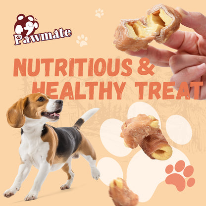 Pawmate Chicken Jerky Wrapped Apple Dog Treats, Promote Digestion Chews for All Dogs, 10.6oz