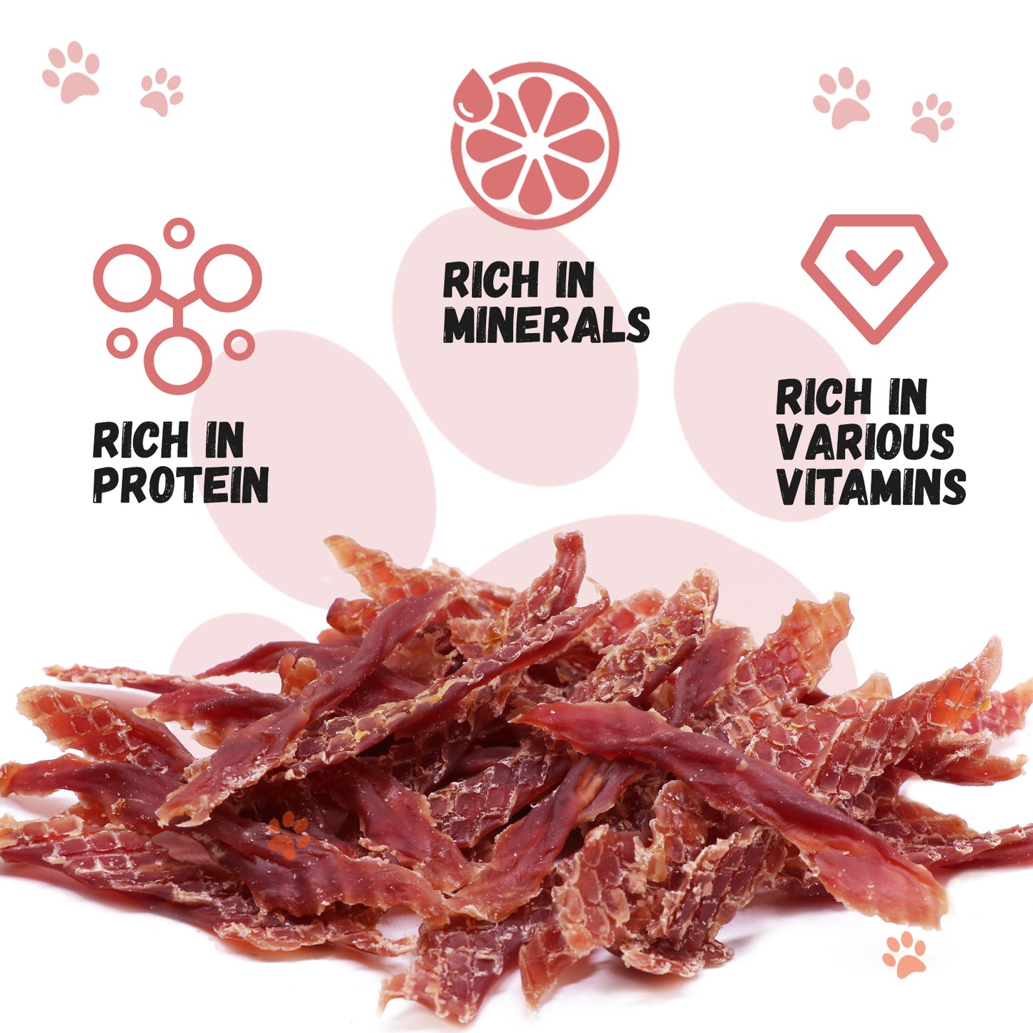 Pawmate Duck Jerky Dog Treats, High Protein Pure Chicken Snacks for Small Medium Large Dog, 11 oz