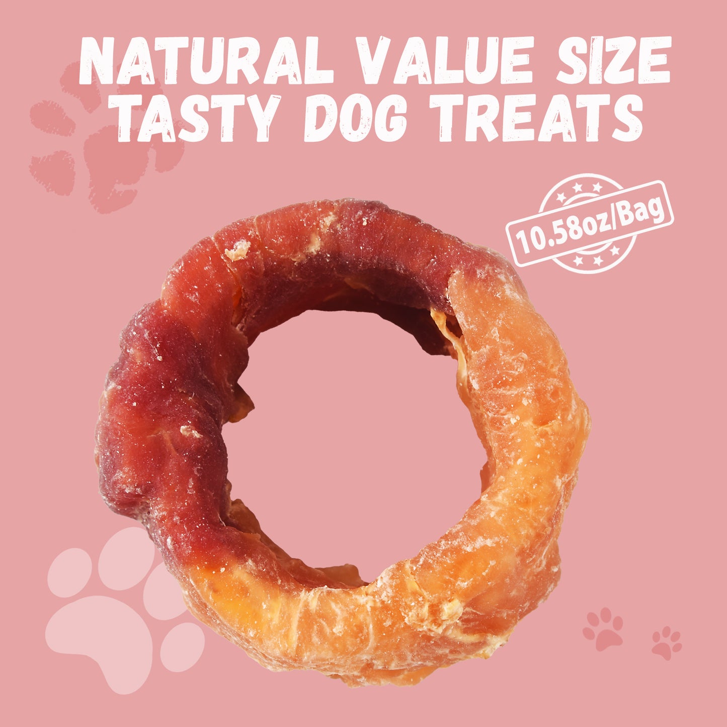Pawmate Chicken & Duck Wrapped Sweet Potato Donut Dog Treats, Nutritious, Natural & Chewy Snack for All Dogs, 11oz
