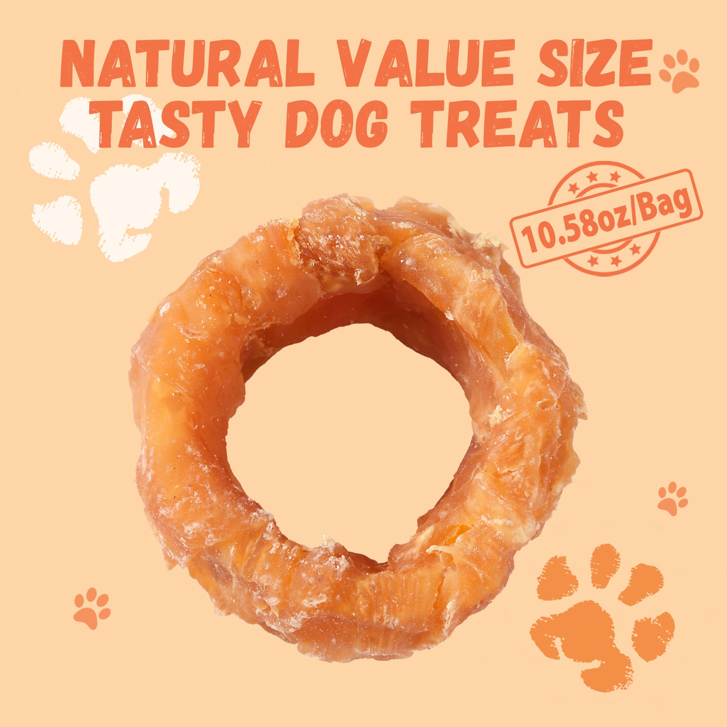 Pawmate Chicken Wrapped Sweet Potato Donut Dog Treats, Natural Healthy & Chewy Snack for All Dogs, 11oz